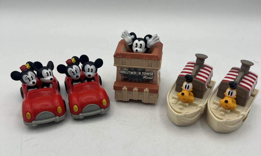 Disney Minnie Mickey Pluto Toy Lot McDonalds Runaway Railway Cars Boat
